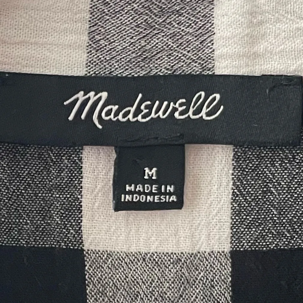 Madewell Peplum Button-Down Shirt in Black and White Gingham M - Image 7