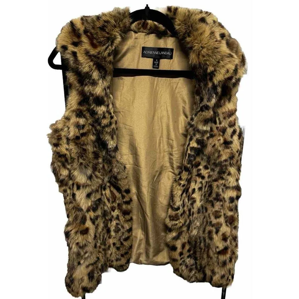 Adrienne Landau Rabbit Fur Vest SMALL Brown - Image 3