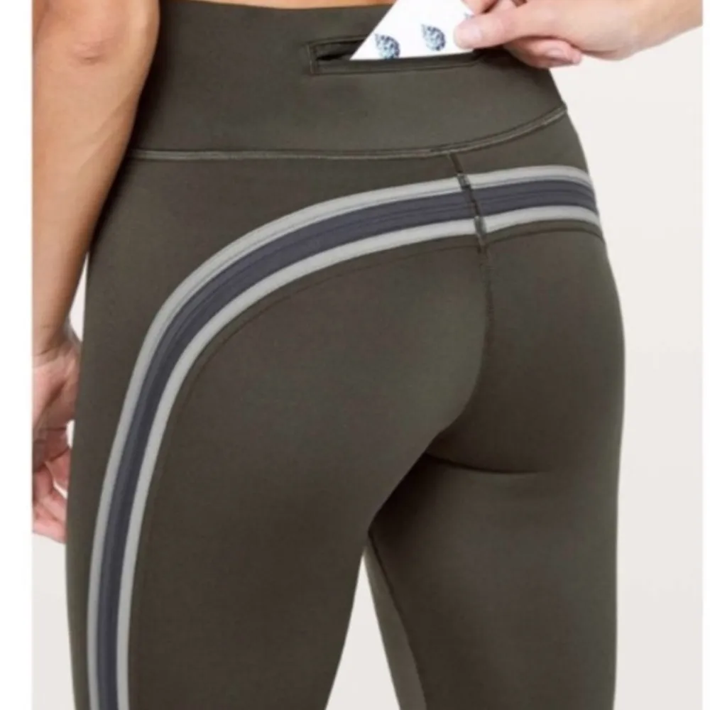 Lululemon Size 10 Run Crew High Rise Contour Dark Olive Green Nulux 28” … - Image 3