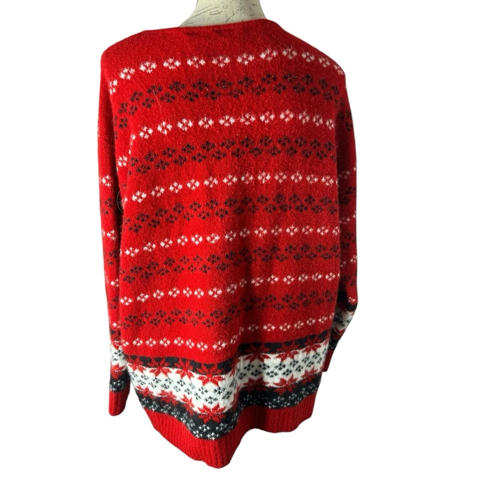 St Johns bay vintage christmas sweater  knitted red wool Blend No Collar 2X - Image 2
