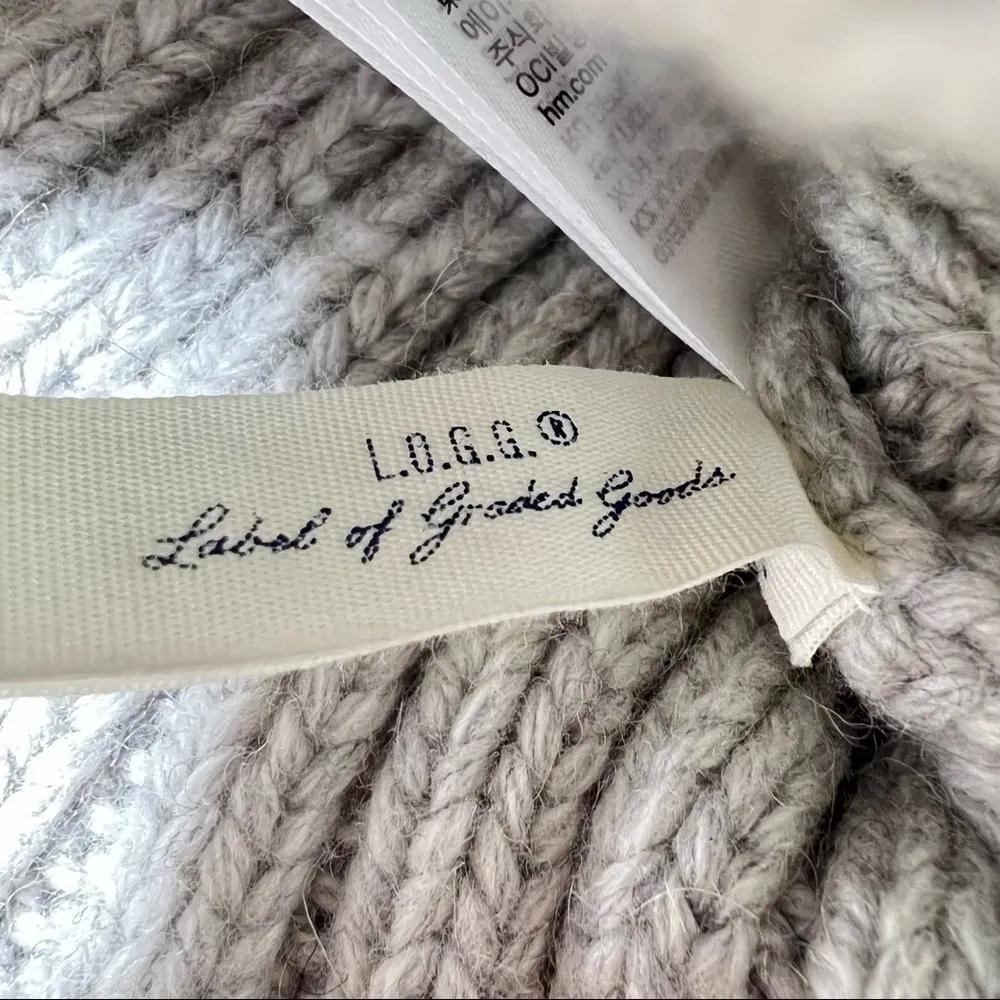 H&M Light Gray Knit Faux Fur Pom Pom Beanie - Image 6