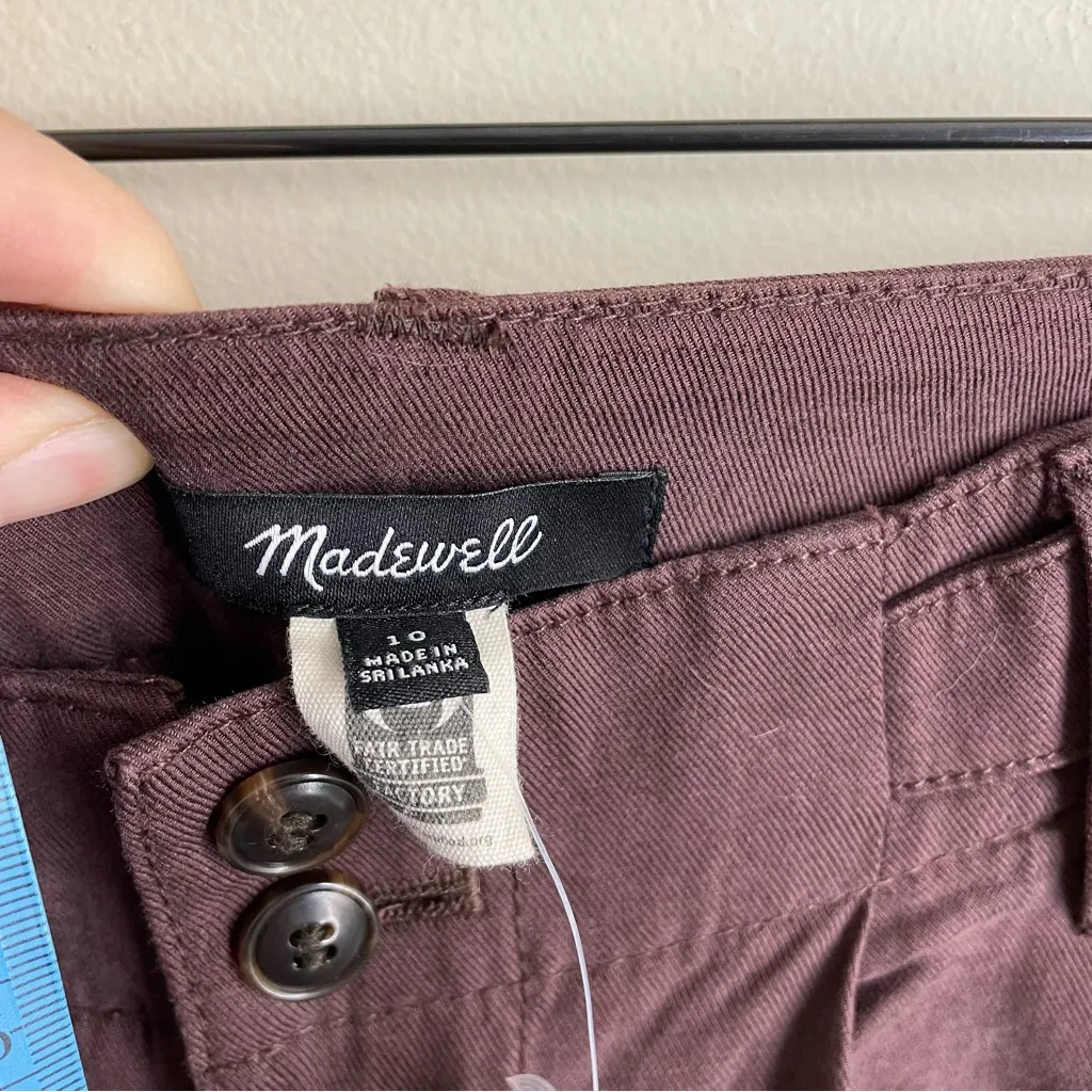 Madewell Harlow Wide Leg Pleated Pants Chocolate Raisin Tencel Linen Sz 10 NWT - Image 12