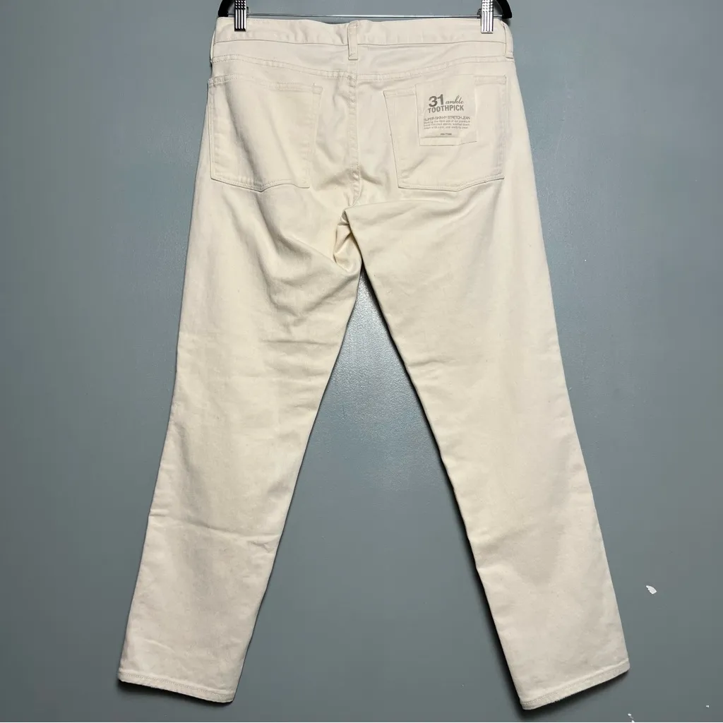 NWT J. Crew Ankle Toothpick Super Skinny Jeans Ivory Stretch Denim Women’s 31 - Image 2