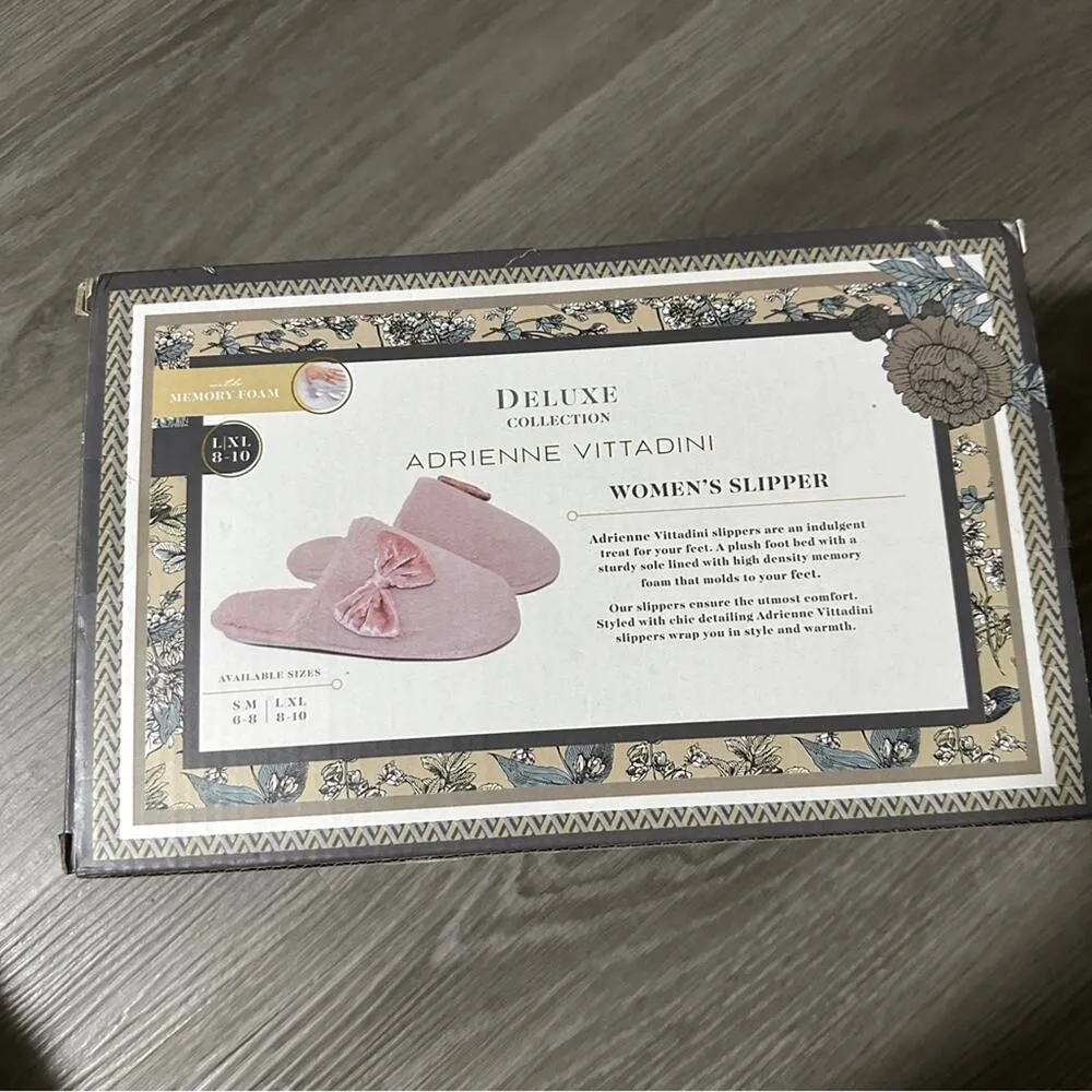 Adrienne Vittadini‎ Deluxe Pink Fluffy Memory Foam Slippers Size L/XL 8-10 NEW - Image 2
