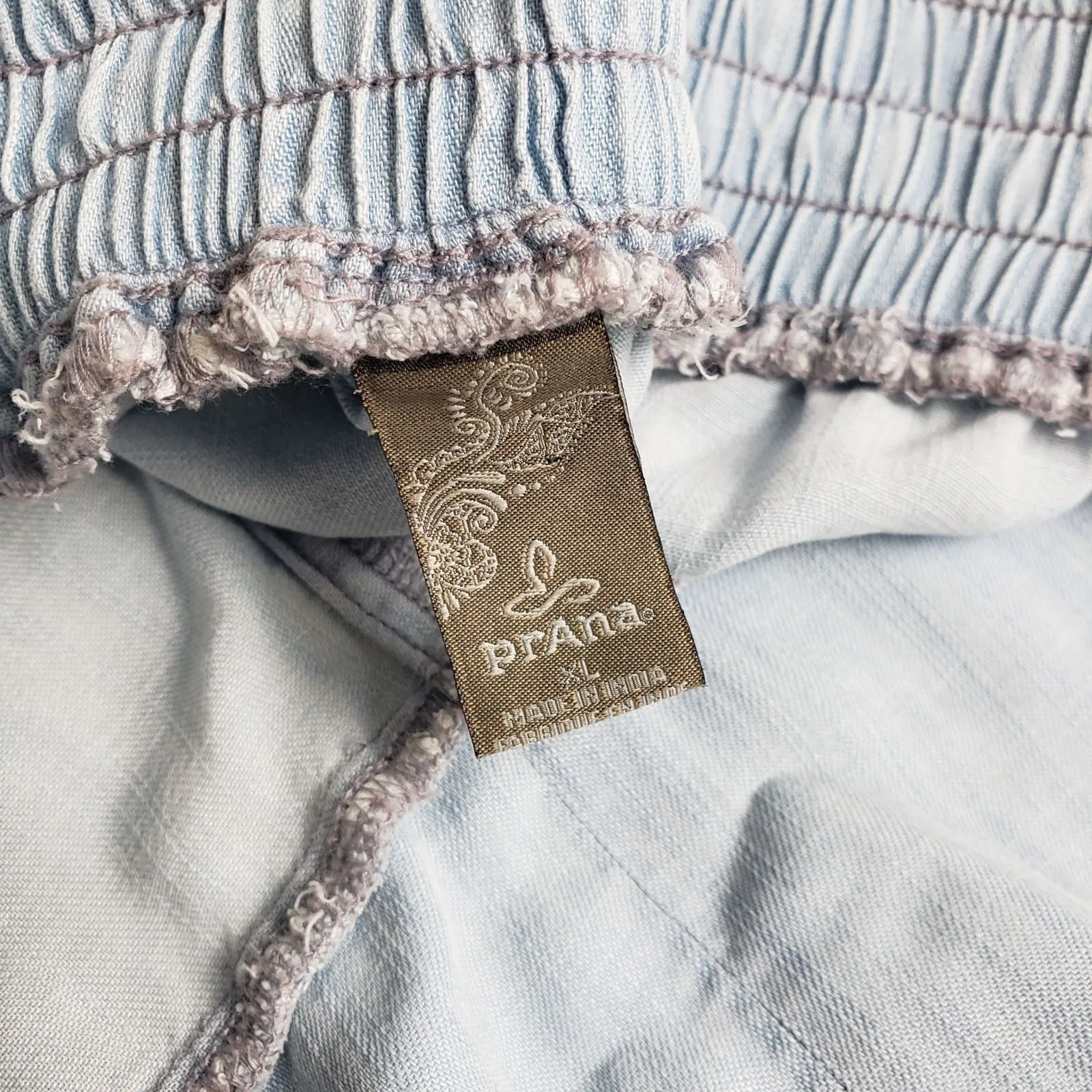 Prana Bahia Wide Leg Overall Jumpsuit Womens XL Blue Cross Back Pockets - Image 4