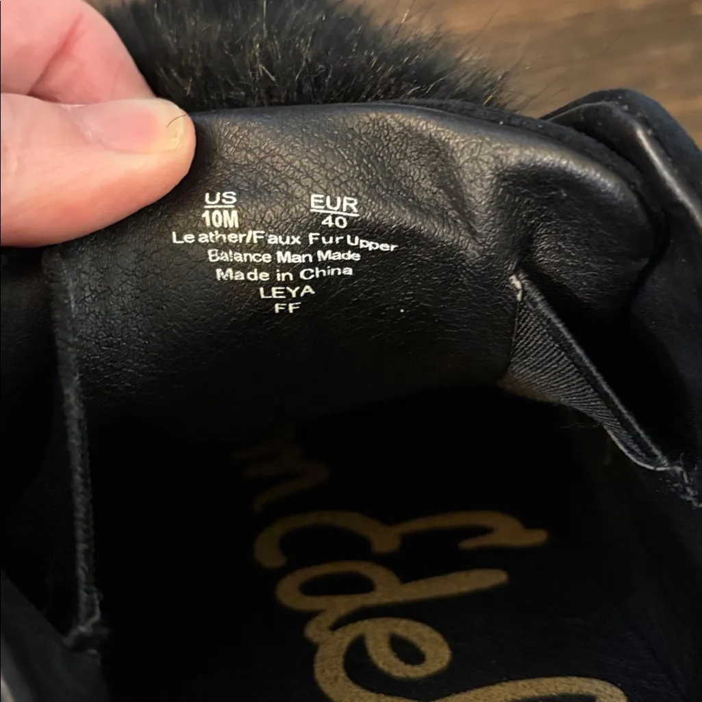 Sam Edelman Leya Sneakers Size 10 Black Slip On Faux Fur Pom Pom Platform - Image 6
