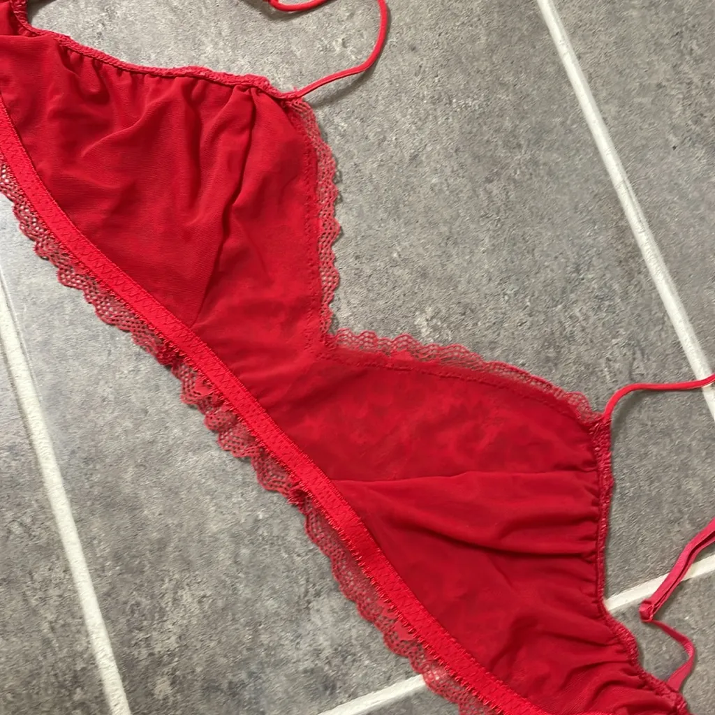 Honeydew® Intimates for Madewell Camellia Flower Lace Bralette size Large Red - Image 10