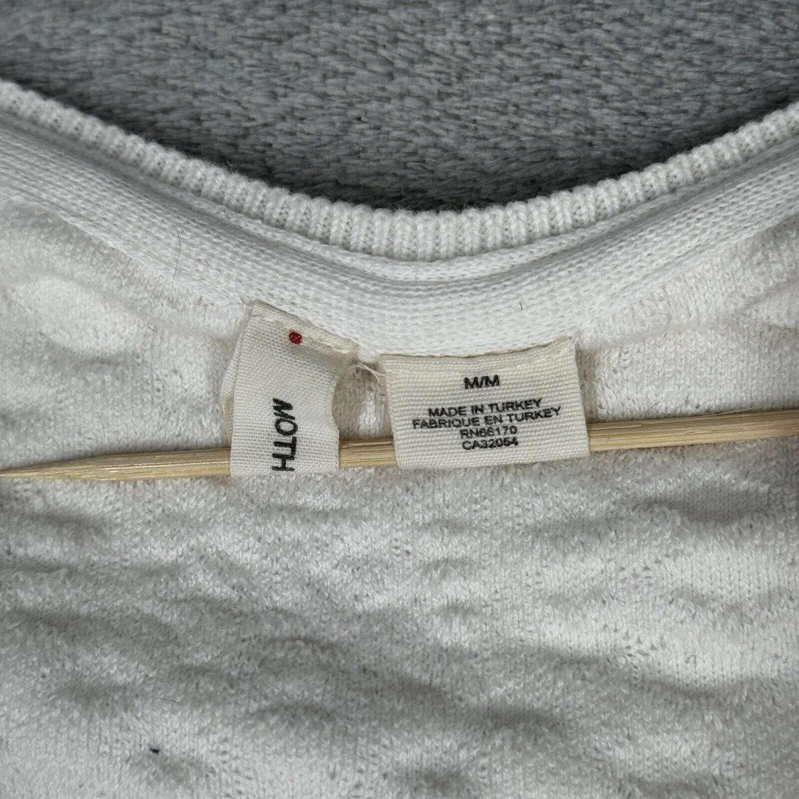 Anthropologie Moth Sweater Womens‎ Medium White Floral Neutral Preppy Clean Girl - Image 6