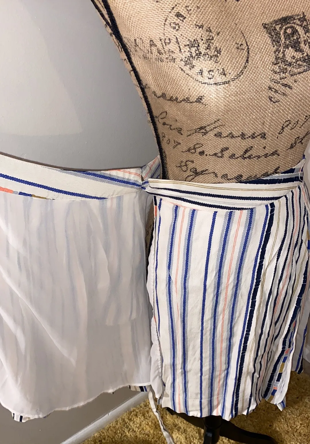 The Label Cream Striped Multicolor Print Wrap Skirt - Image 8