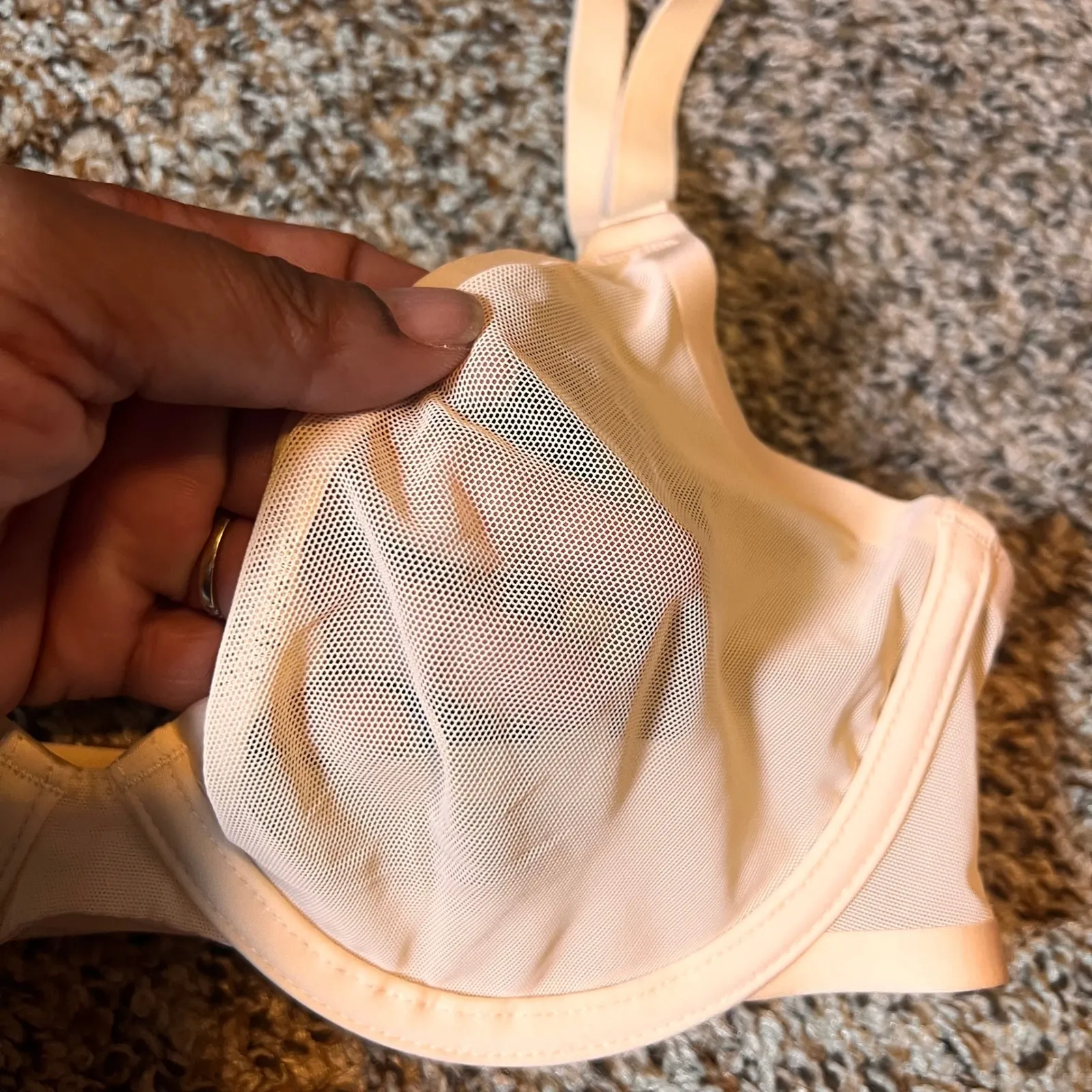 CUUP The Plunge Bra Sheer Unlined Everyday Comfort 32C Tan Size undefined - Image 2