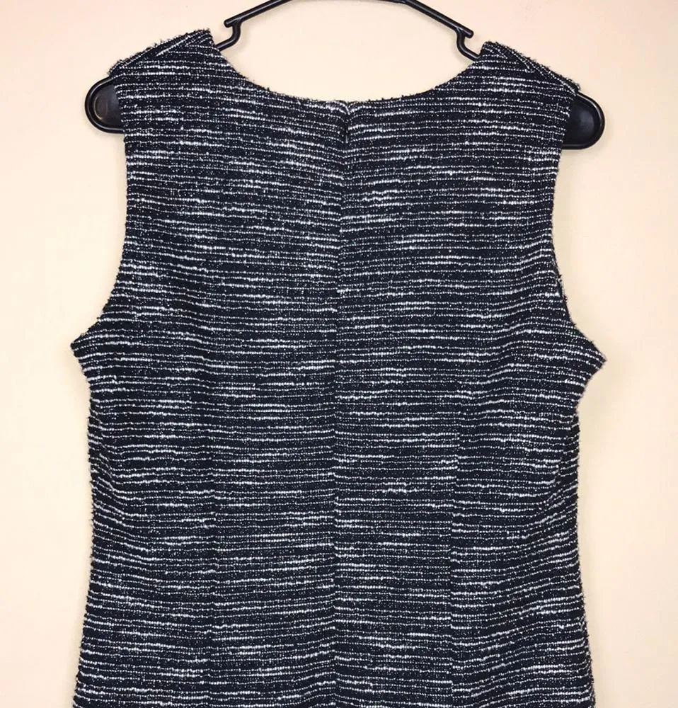 Karl Lagerfeld Paris Women’s Tweed Knit Black White Silver Metallic Sheath Dress - Image 6