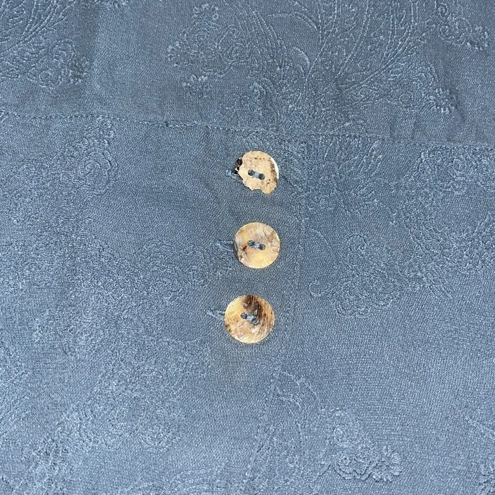 CITRON Silk Asian Floral Jacquard Wide Leg High‎ Waist Crop Palazzo Pant Blue S - Image 8