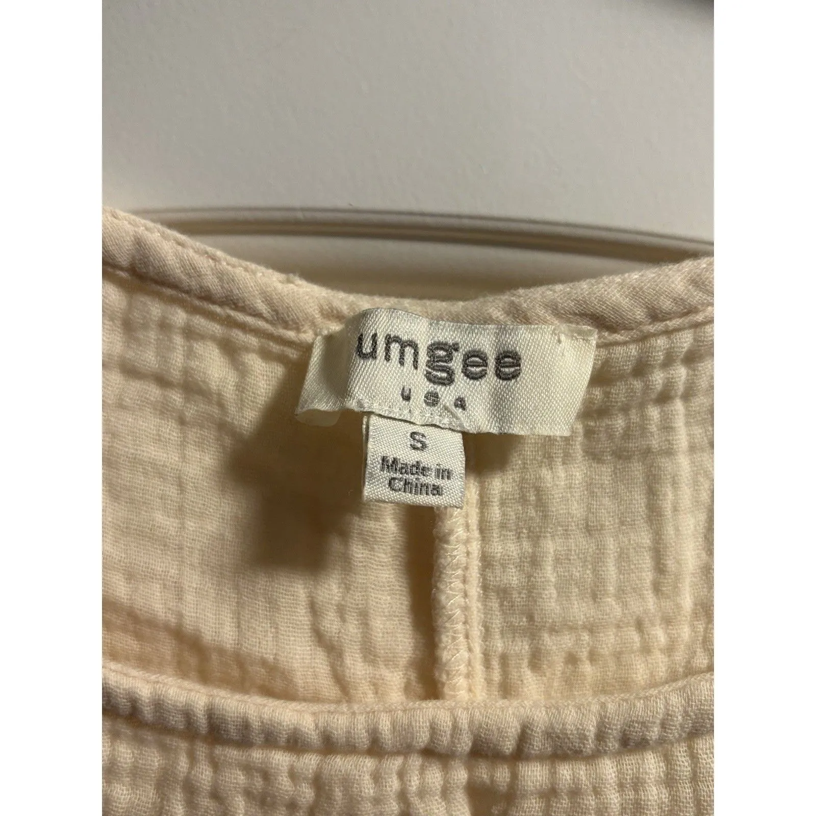 Umgee Women's Cream Textured Boho Blouse Short Sleeve Size Small - Image 2