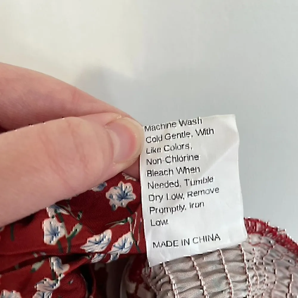 SHEIN? Rust Red White Floral Off the Shoulder Tie Bow Smocked Back Boho Crop Top - Image 8