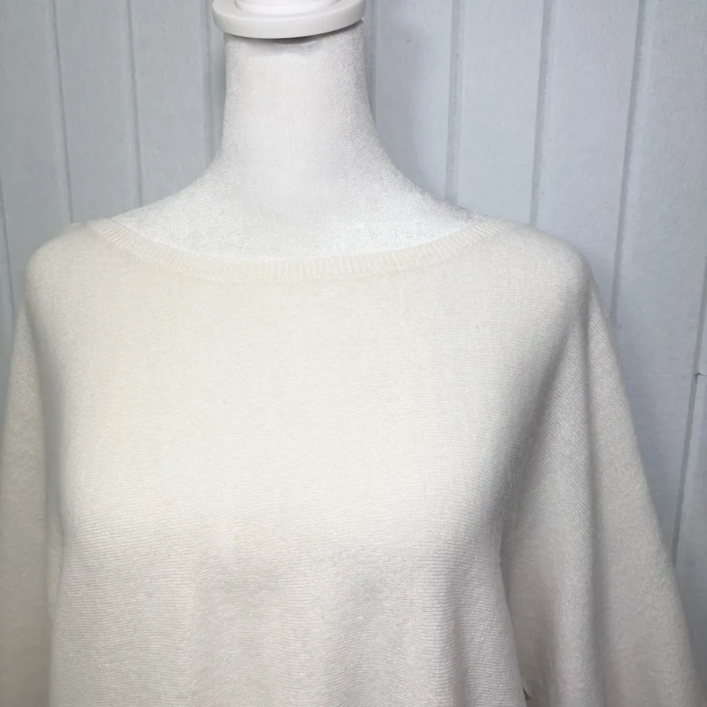 Soho white textured knit loose boxy sweater ,boat neck and 3/4 sleeves XXL - Image 5