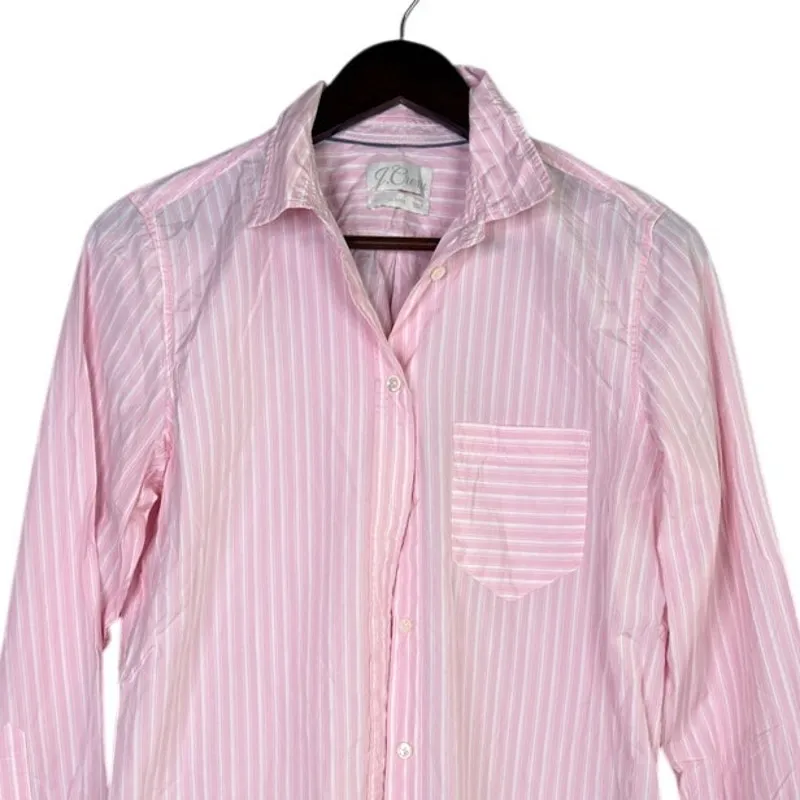 J. Crew Classic Fit Thomas Mason® Striped Button Down Collard Shirt 8 Pink White - Image 2