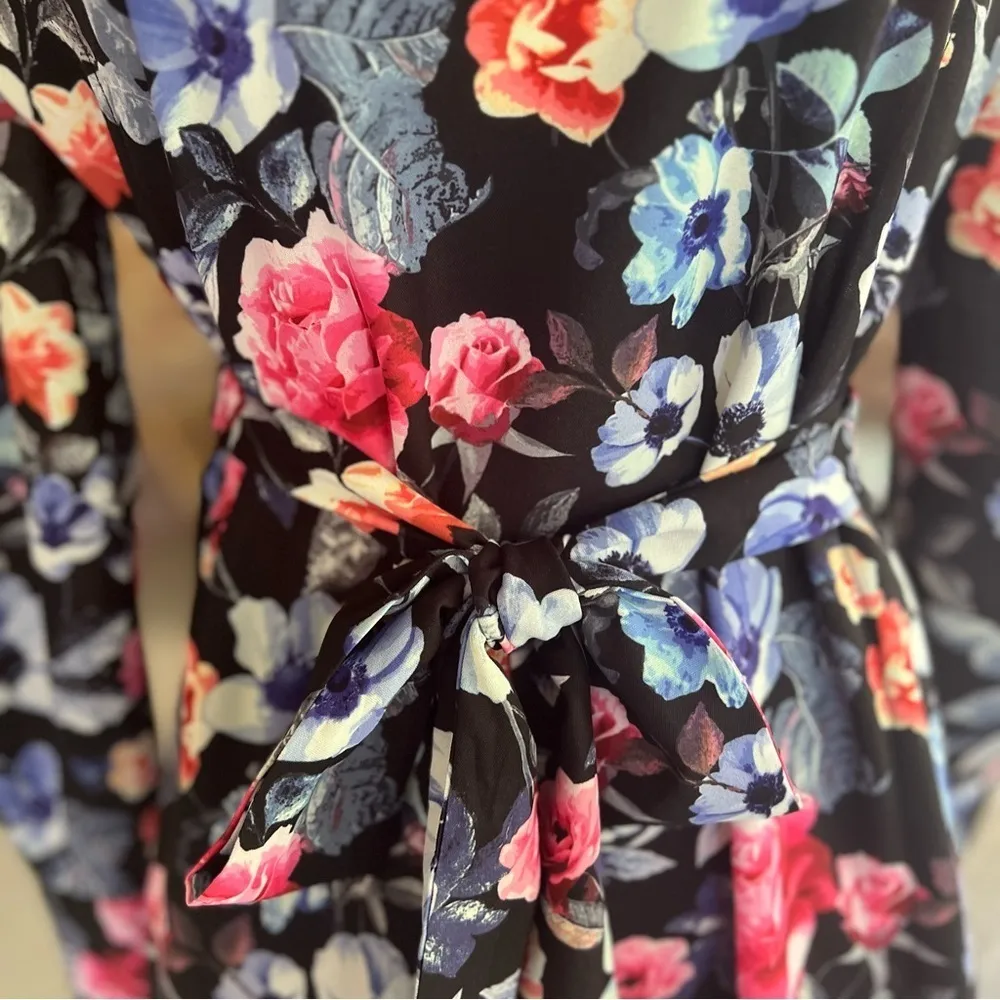 Rebecca Minkoff Trudy Dress Black Floral High Neck Mini XS Long Sleeve Party - Image 6