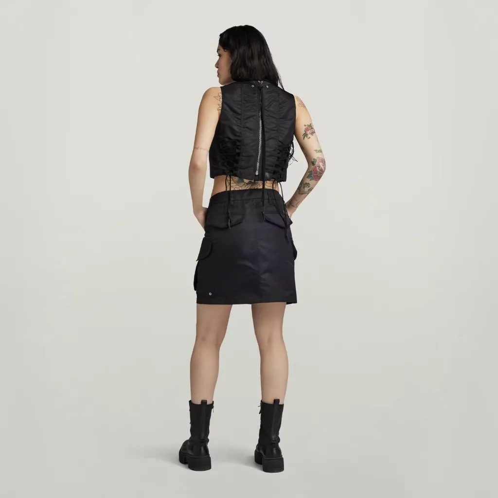 G-Star MA-1 Cropped Sleeveless Padded Top – Dark Black – XS (NWT) - Image 4