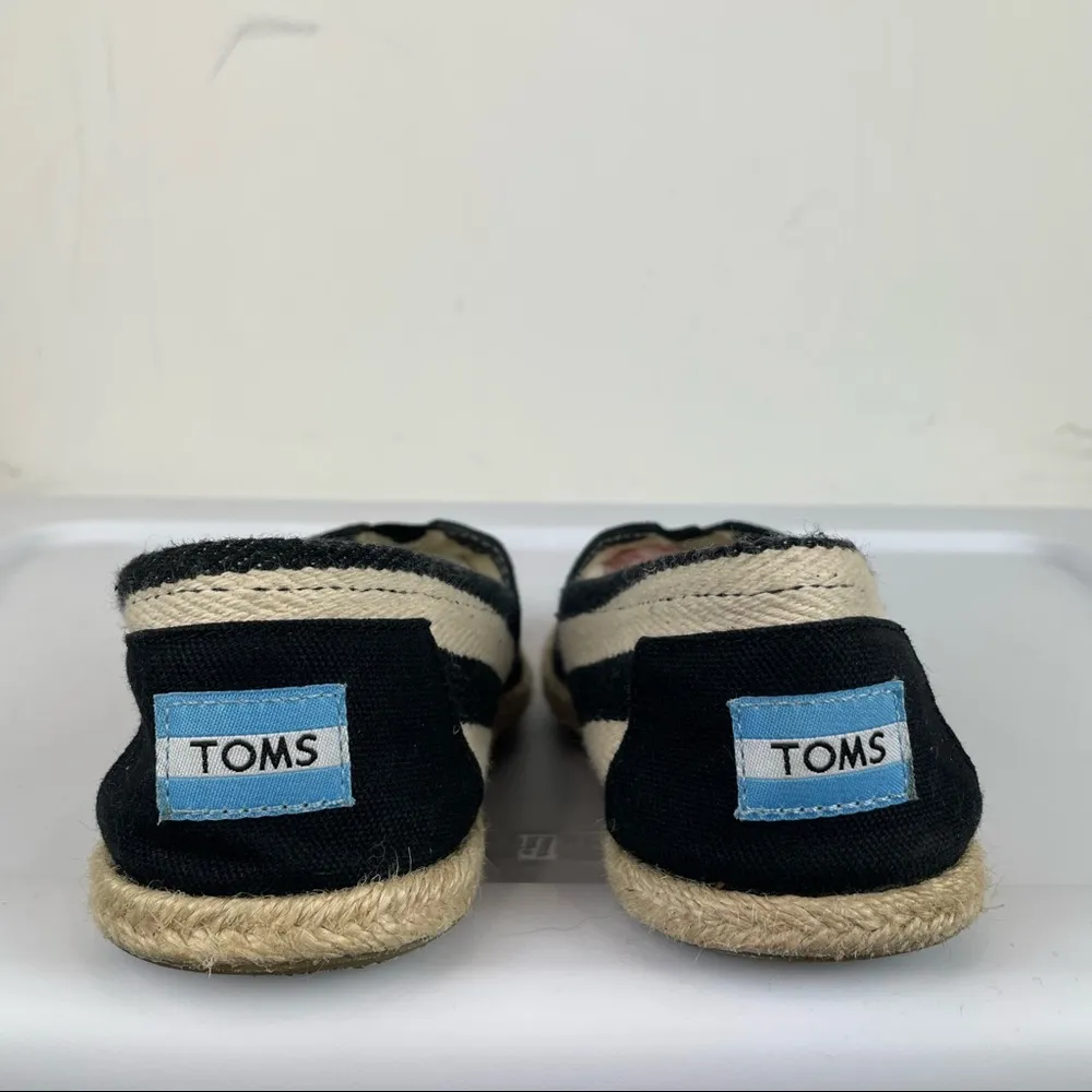 TOMS Womens Sz 7 Stripe University Classic Slip On Canvas Espadrille Shoes Black - Image 8