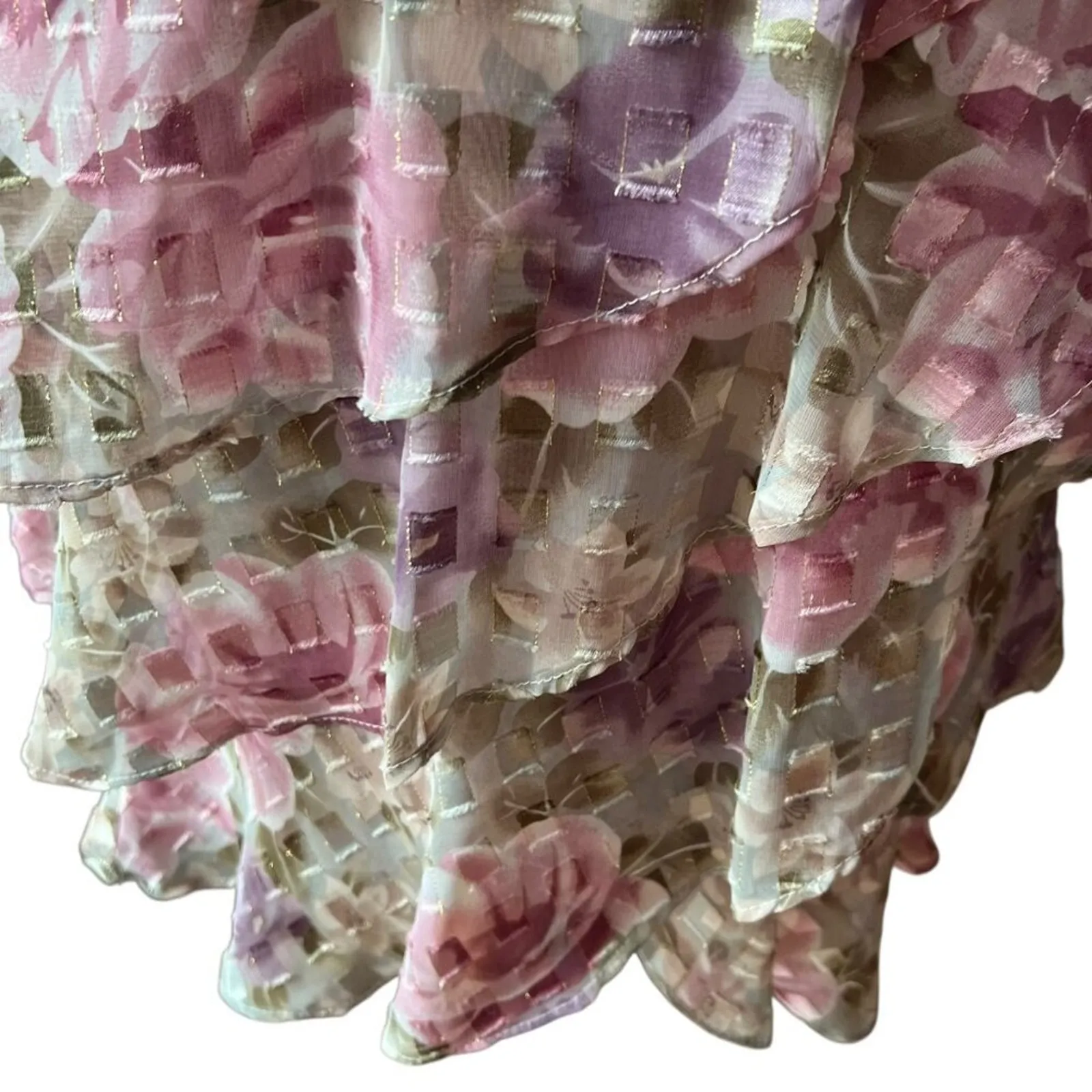 Vintage Dress Medium Set Semi Formal Large Retro Cottage Boho Sheer 80s 40s Rose Pink - Image 4