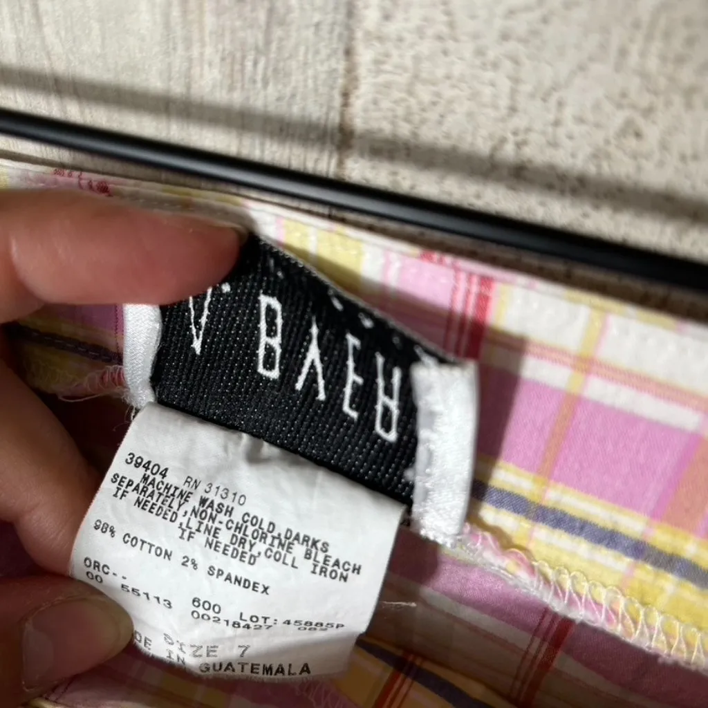 Vintage Y2K A.Byer Plaid Pink Yellow Mini‎ Skirt Womens Size Small - Image 4