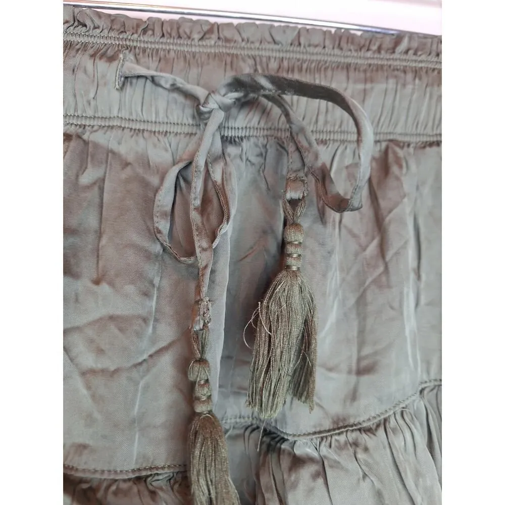 Aerie Women's Size Small Tiered Ruffle Mini Skirt Olive Green Elastic Waist NWT - Image 5