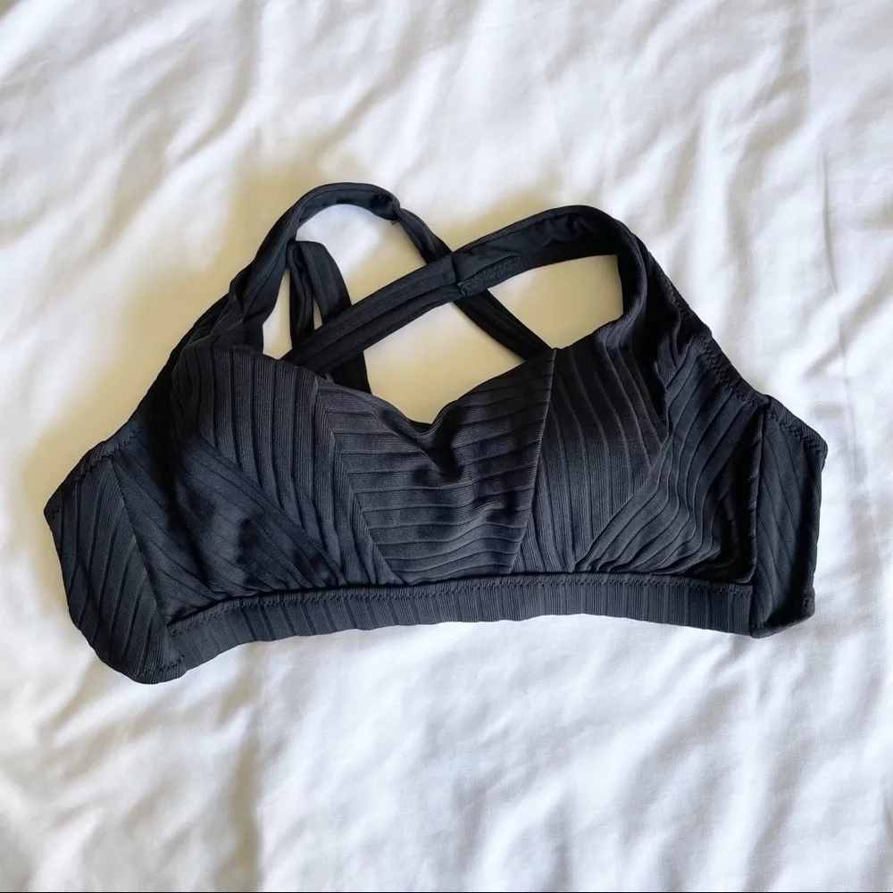 BECCA Ribbed Wide Strap Bralette Bikini Top 0X - Image 3