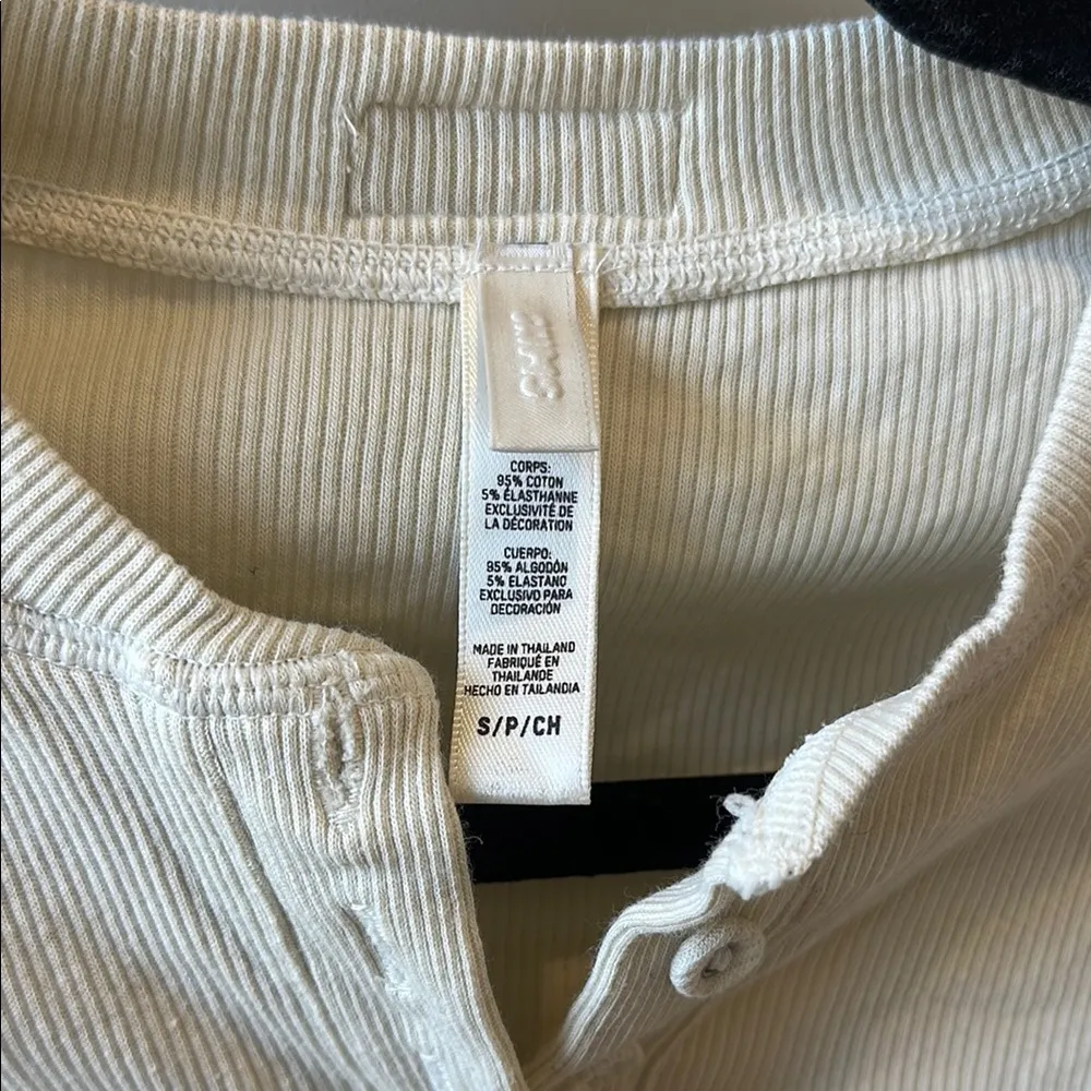 Cream Long Sleeve Henley Top - Image 2