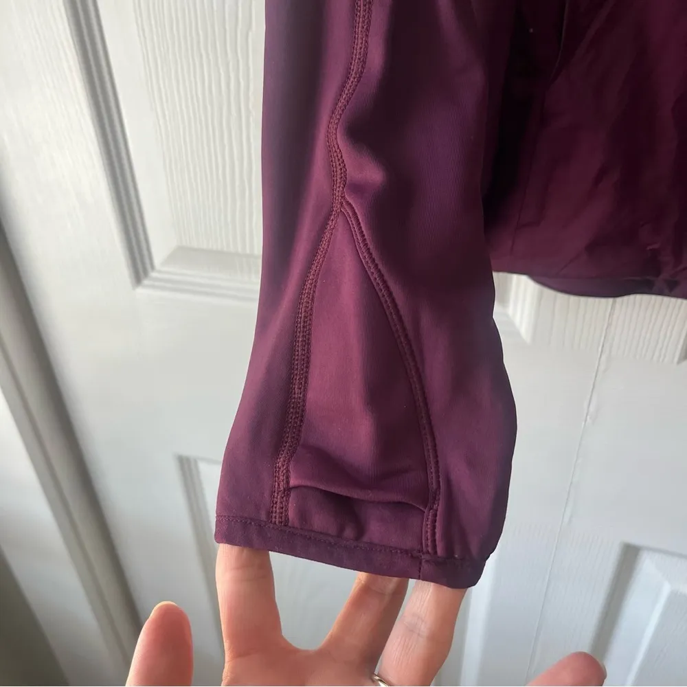LULULEMON Run for Cold Half Zip Pullover Hoodie Jacket Plum Size 10 - Image 3
