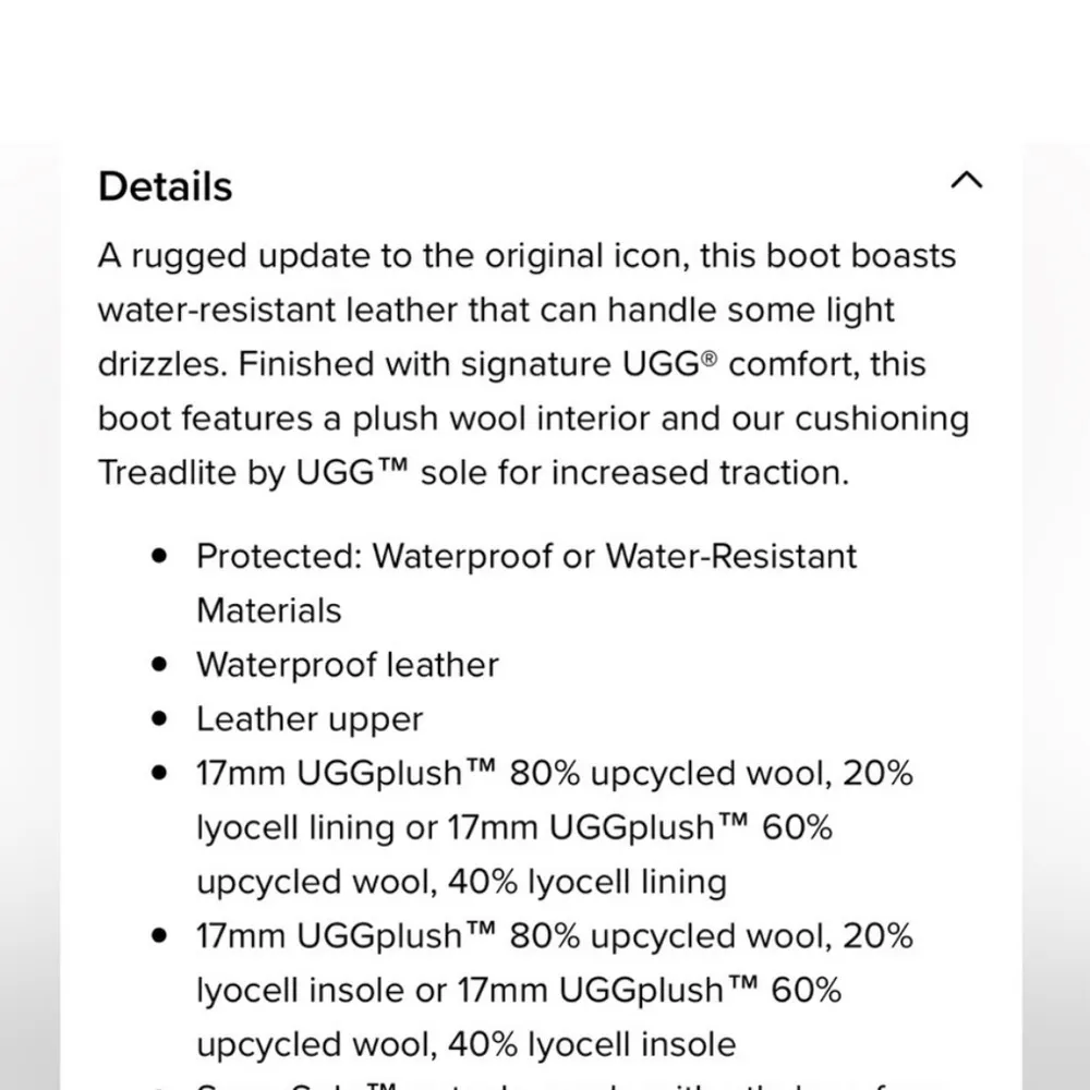 UGG Essential Short Leather Boot Sz 10 Black Water Resistant - Image 2