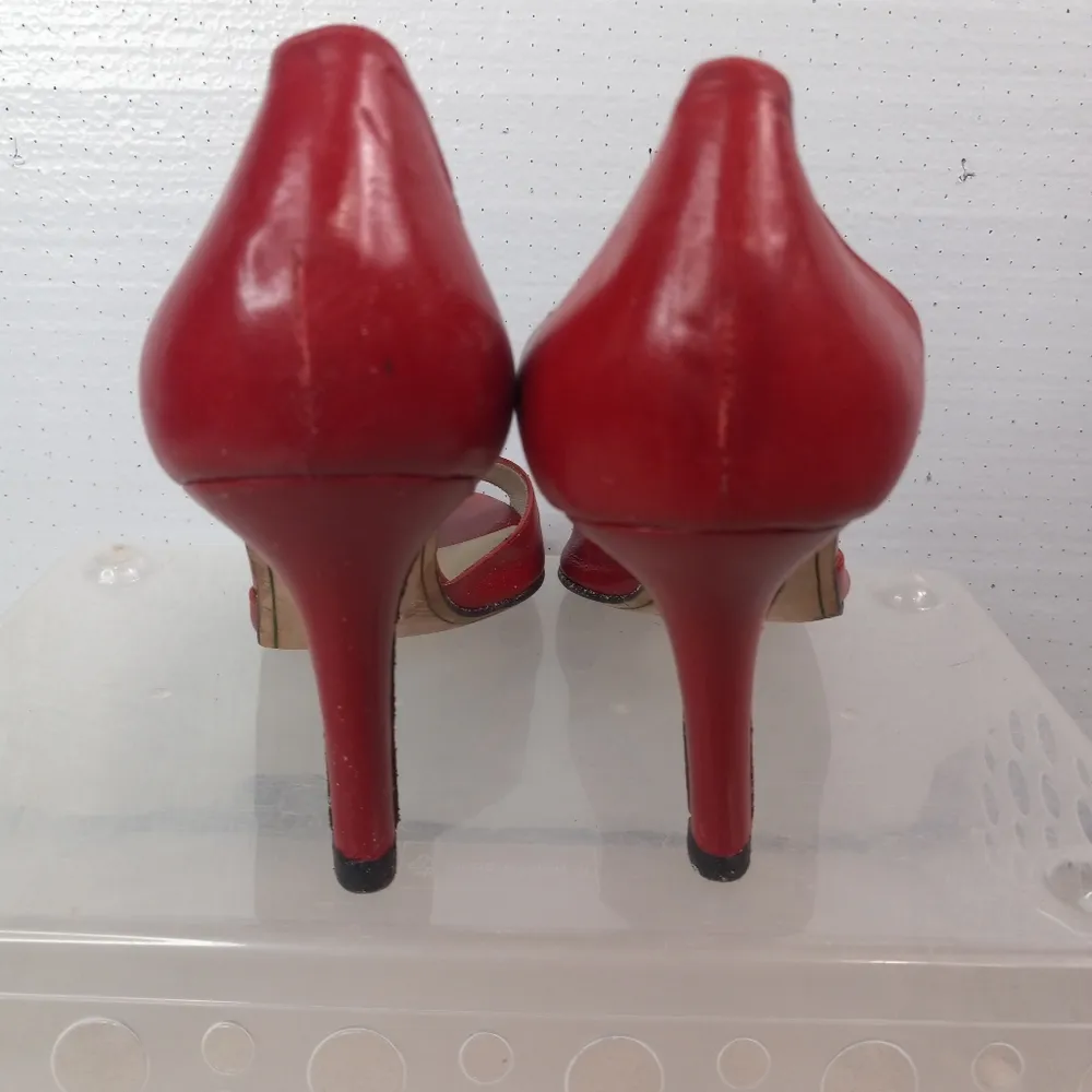 Anne Klein 8 Red Leather Spike Heel Shoes - Image 3