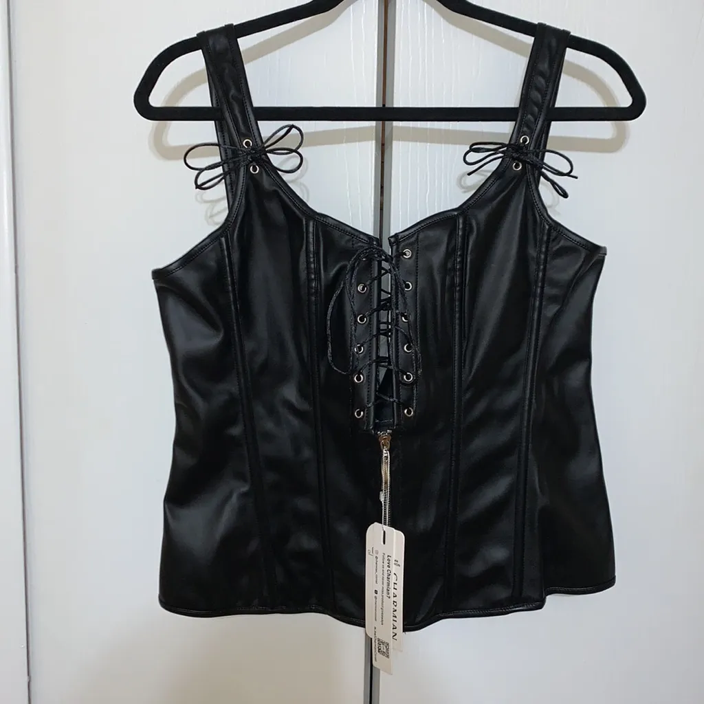 Vintage lace up boned bustier set Size 2X - Image 2