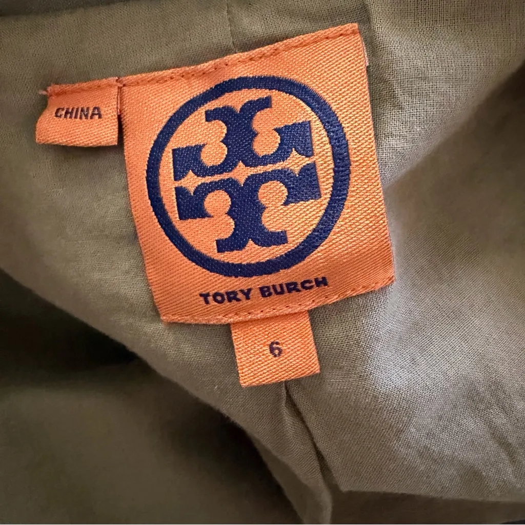 Tory Burch Army Green Military Style Jacket Size 6 - Image 6