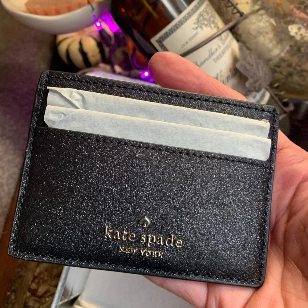 Kate Spade Authentic  smooth glitter leather card case in box - Image 3