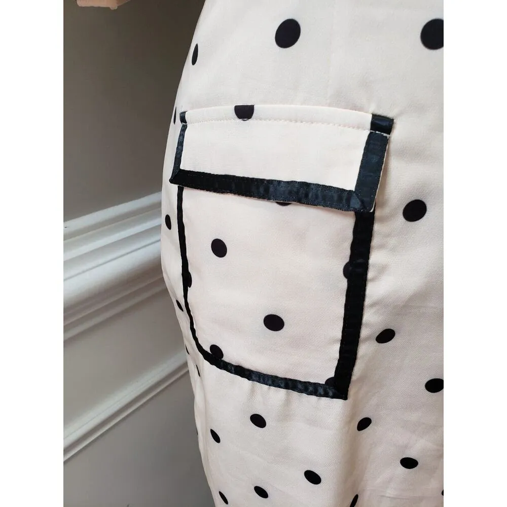 Marin Brand Womens Beige Polka Dot V Neck Short Sleeve Knee Length Shift Dress S - Image 5