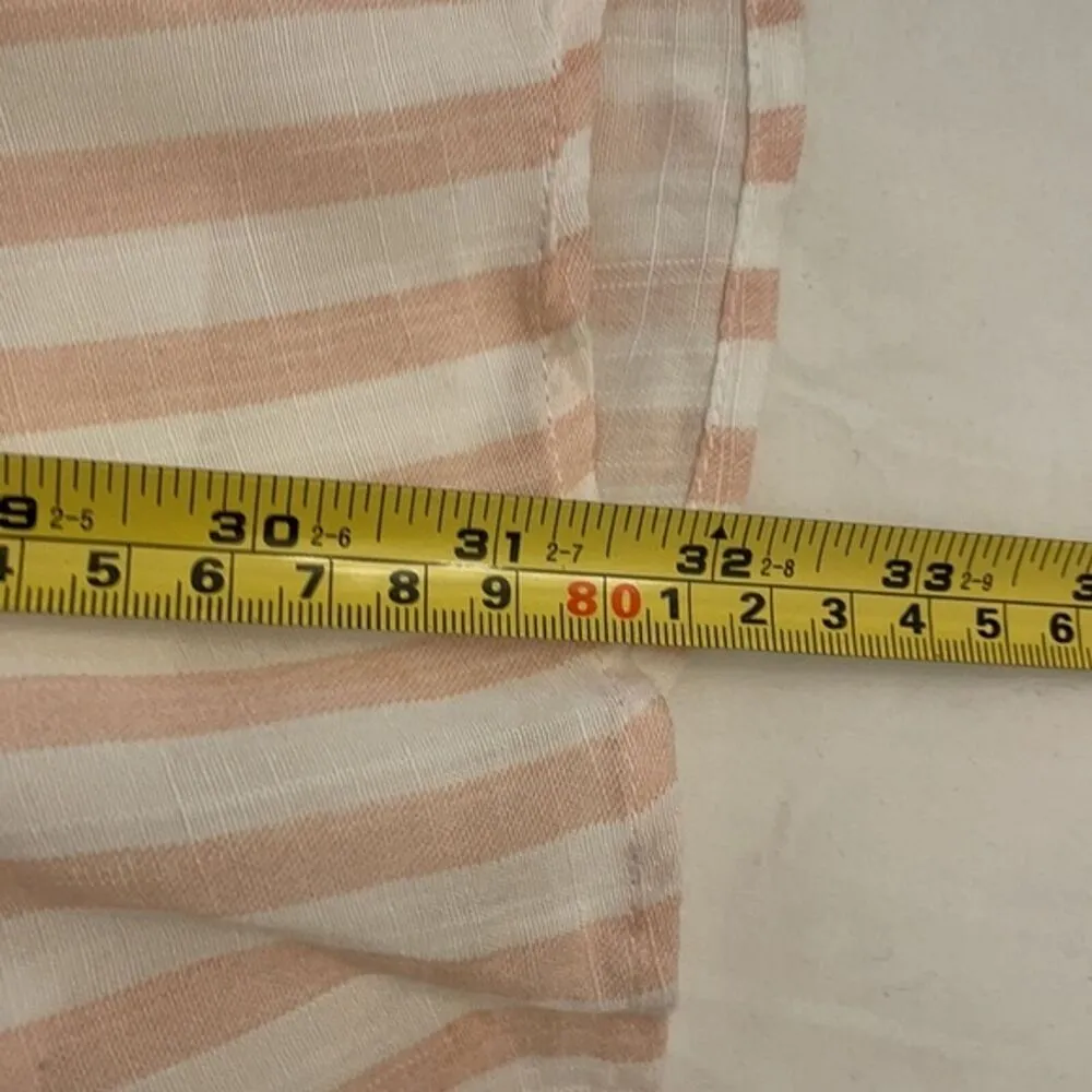 She + Sky Pink White Striped Cotton Dress Womens Size Medium Off Shoulder - Image 5