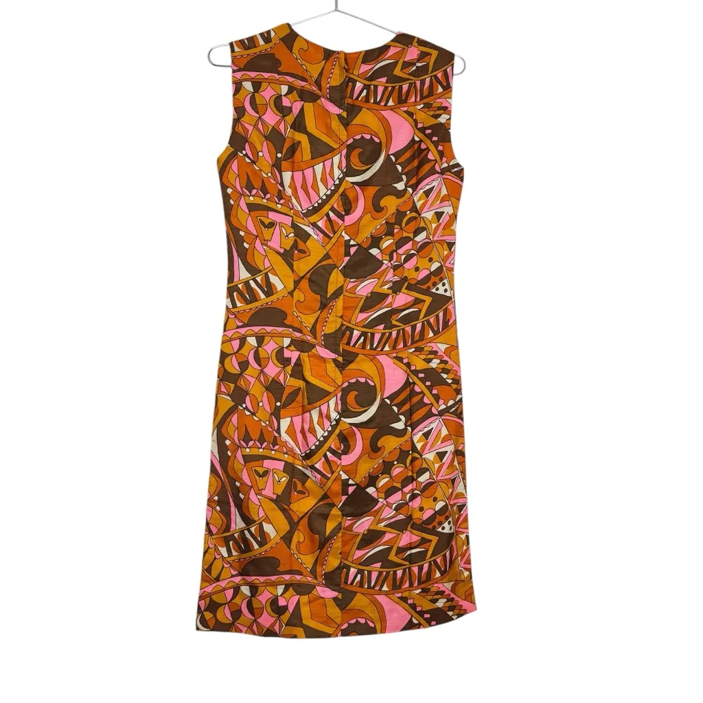 Vintage Nelly De Grab New York 60s Psychedelic Print Dress Orange Size 6 - Image 4