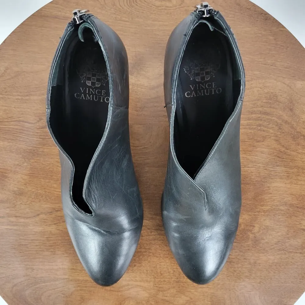 Vince Camuto Vyammi Womens Ankle Bootie Size 9.5 Black V-cut Leather Heeled Boot - Image 11