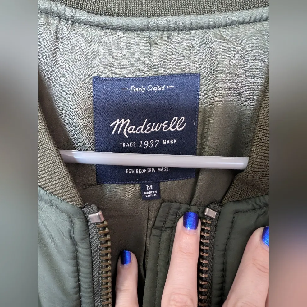 MADEWELL Long Puffer Coat Women's Medium Green - Image 3