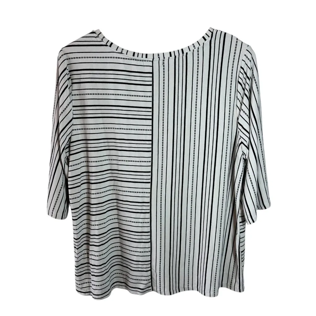 Habitat Black & Gray Stripe Knit Top Size Large Casual Lagenlook - Image 4