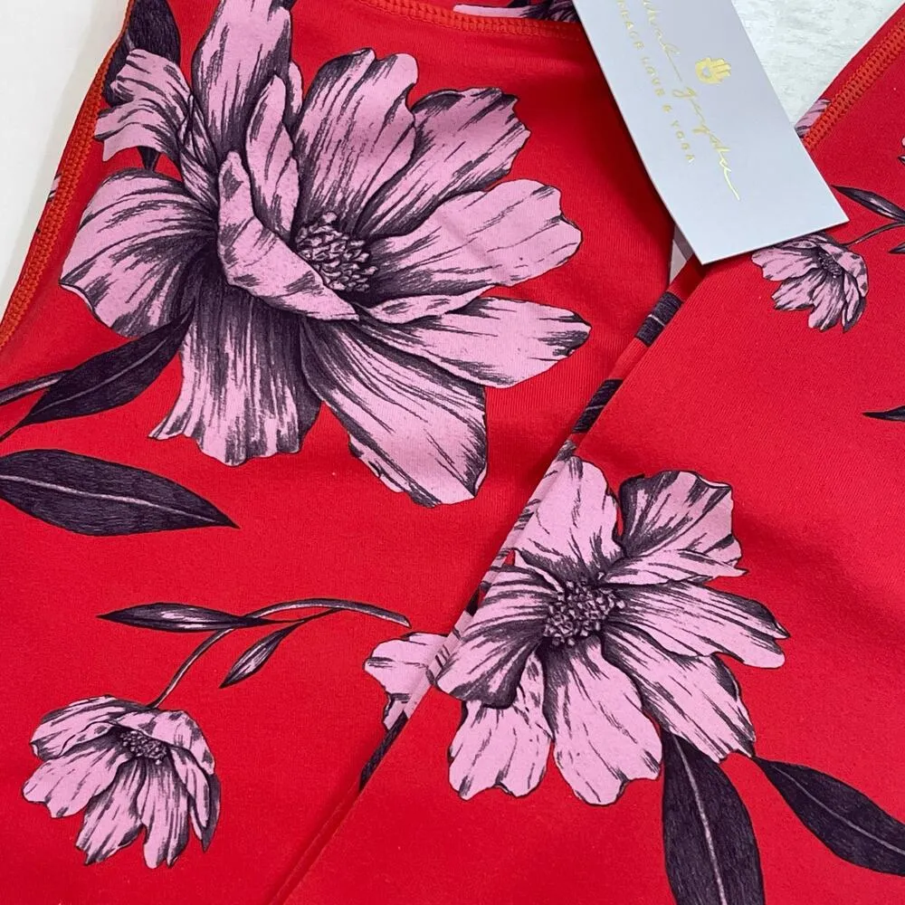 NEW Spiritual Gangster XS Perfect High Rise Waist Floral Leggings Red Pink Gym - Image 6