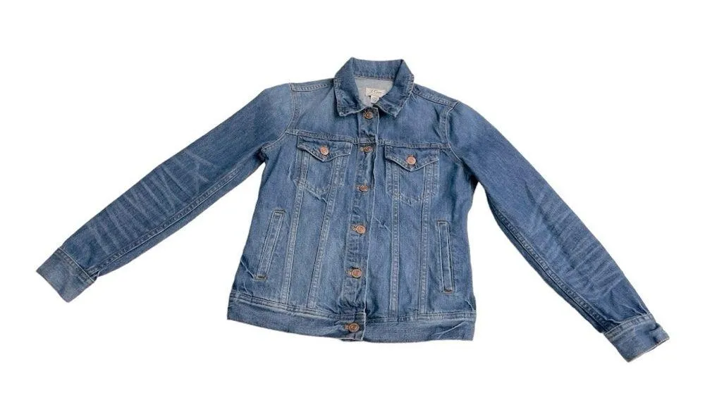 J Crew Denim Trucker Jacket Womens XXS Blue Distressed
100% Cotton - Image 3
