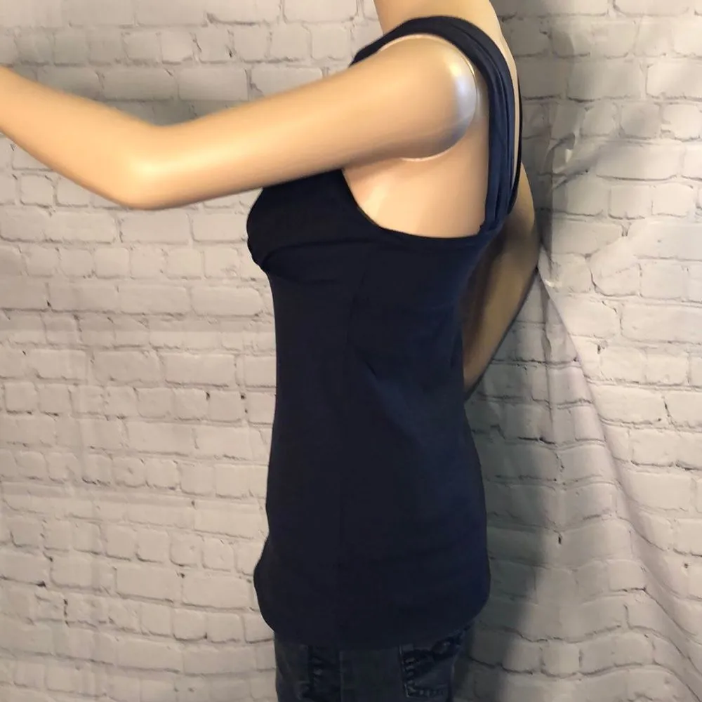 Athleta Black Form Fitting Workout Tank Built In Bra Small - Image 4