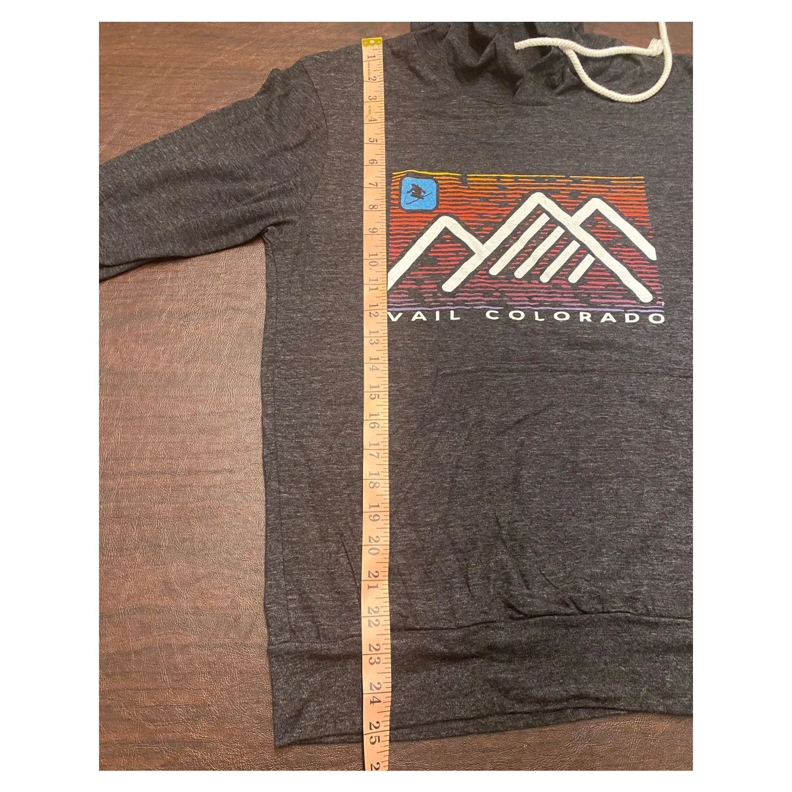 Vail Colorado Hoodie Unisex Small Gray Long Sleeve Pocketed Drawstring‎ Pullover - Image 5