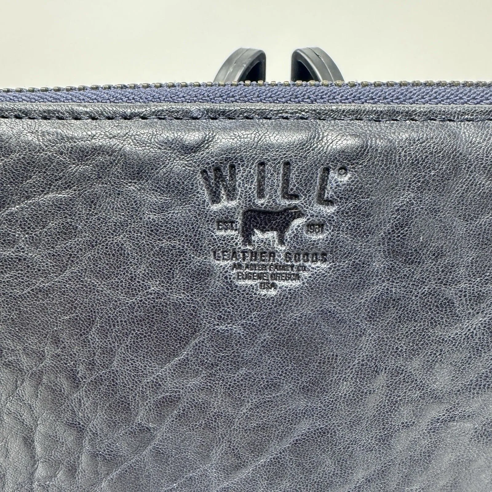 Will Leather Goods Blue Wristlet Wallet Clutch Card Holder EUC - Image 3