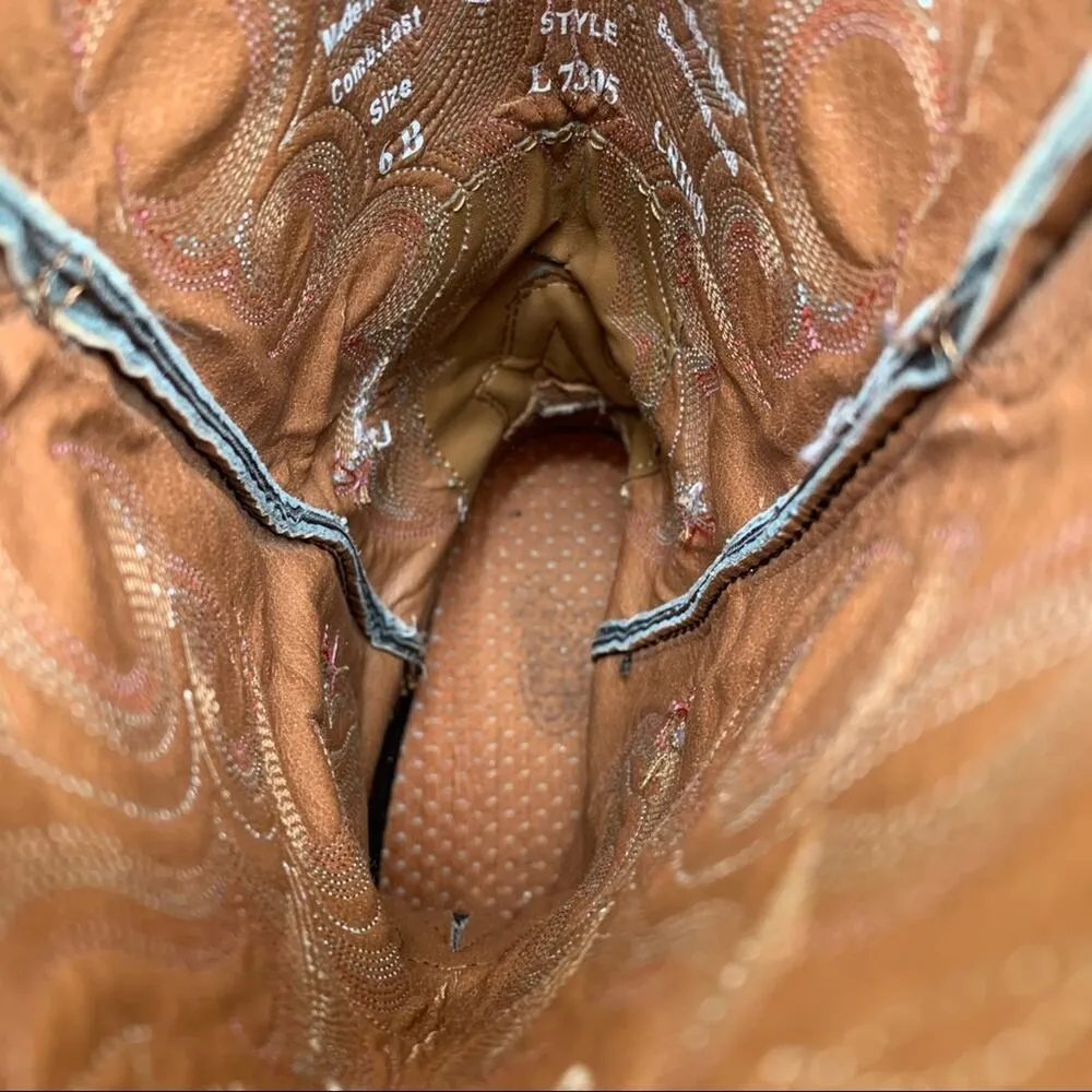 Justin Stampede Rawhide square toe cowgirl boots 6B - Image 10