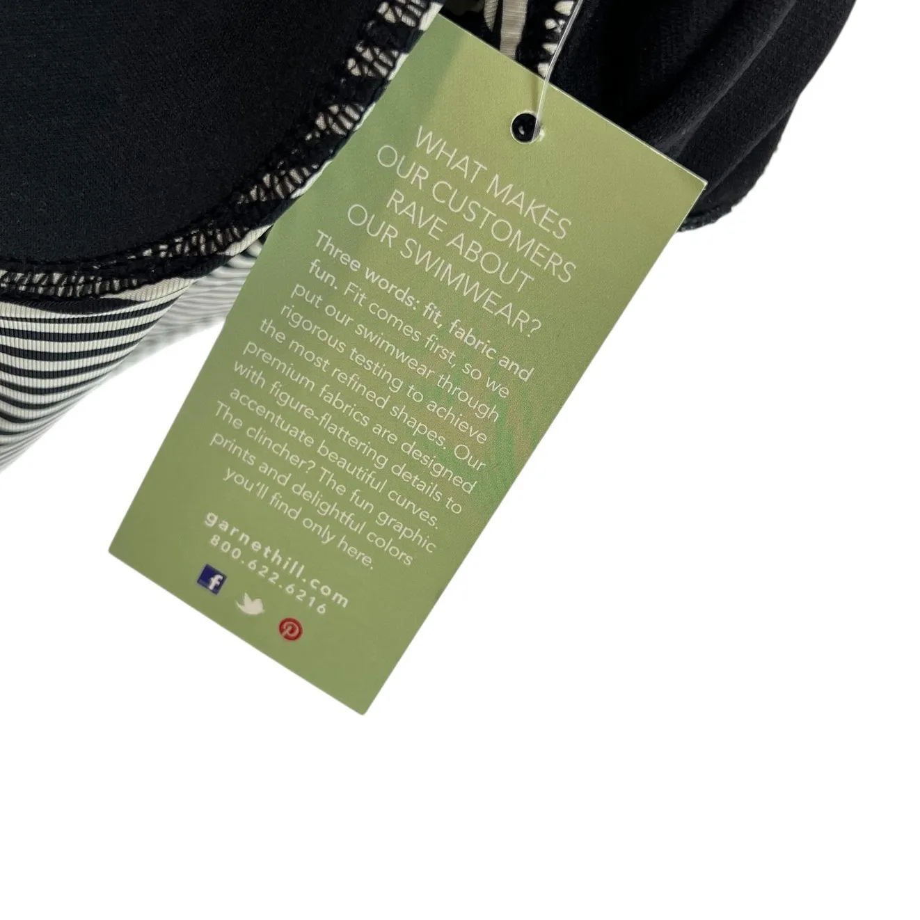 Garnet Hill One Piece Swimsuit Ruched Plunge Striped Black Cream Size 8 - Image 13