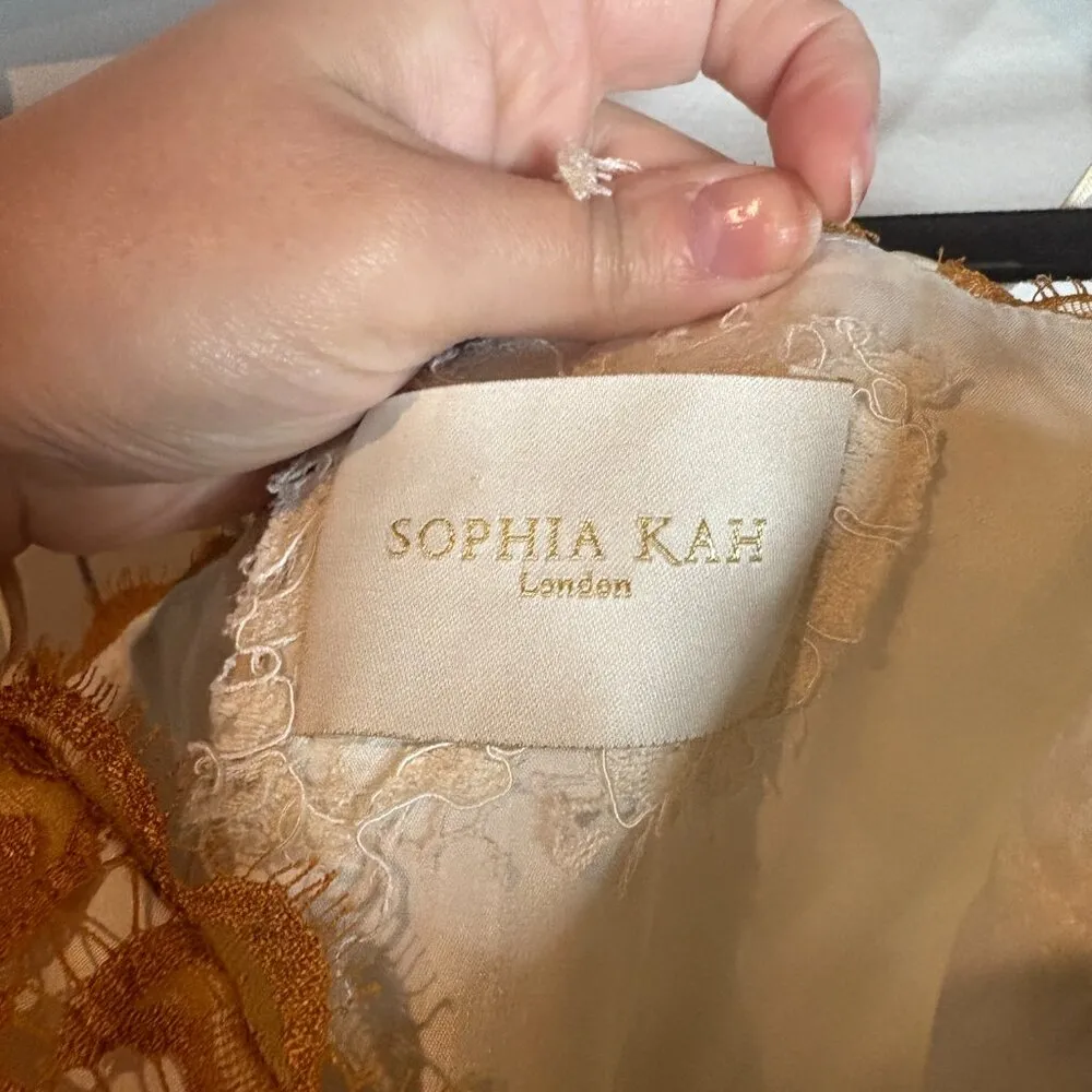 Sophia Kah asymmetrical lacy pencil midi dress White Size 8 - Image 3