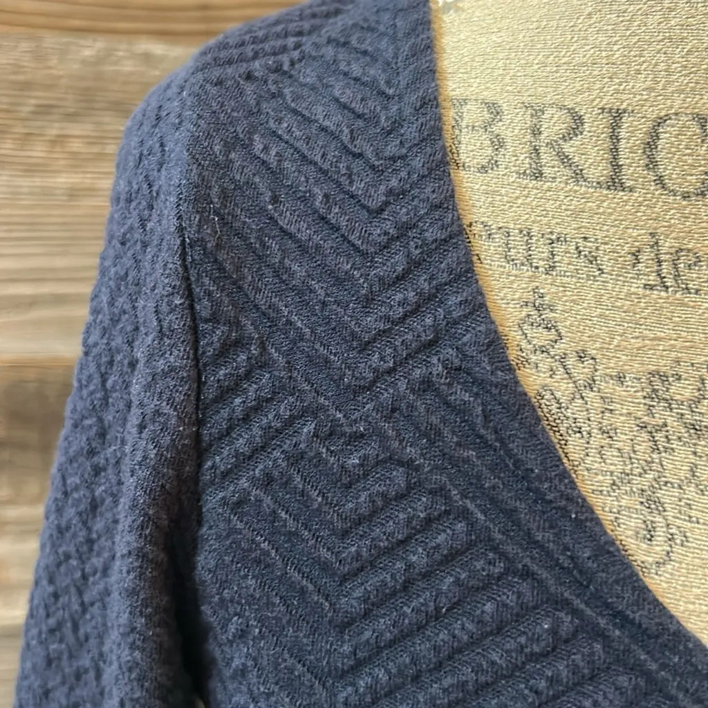 Anthropologie Maeve Sasha Navy Fit and Flare Textured Long Sleeve Dress Small - Image 4