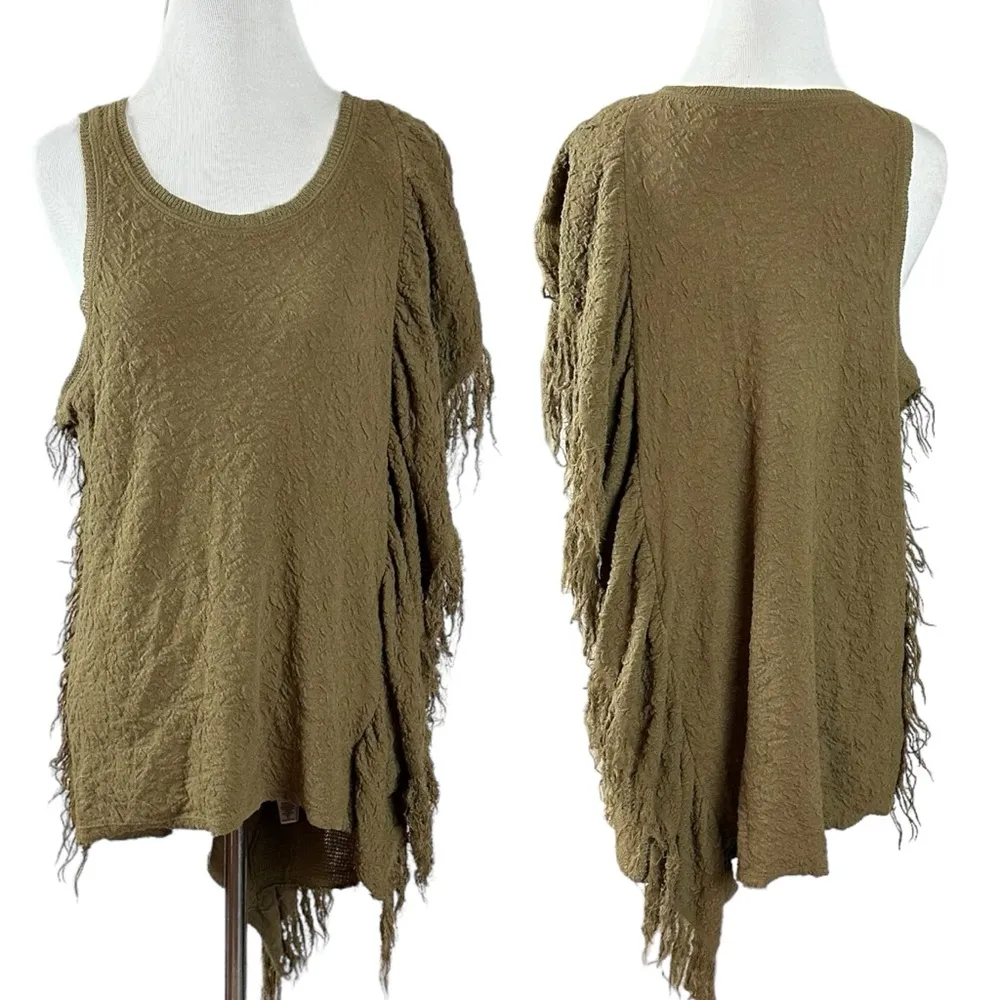 Y2K Free People Subversive Army Green Grunge Tunic Small Forest Fairy Fringe - Image 3